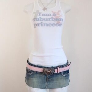 y2k baby tee suburban princess cross tank white ribbed